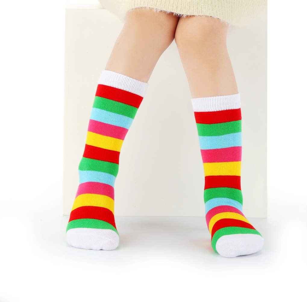 6 Pairs Toddler Girls ABS Non-Slip Socks Knee High Cotton Grip Socks Baby Girl Non-Slip Socks