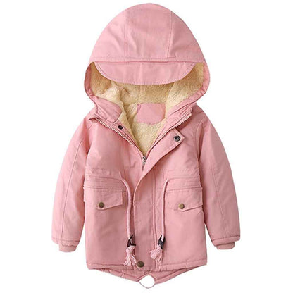 linboo Children's Winter Jacket Boys Girls Warm Lined Blouson Hoodie Thick Coat Parka Baby Winter Coats