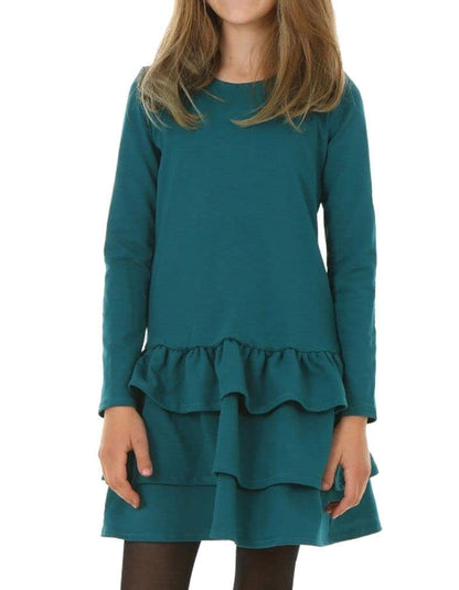 Dykmod Girls Dress Pleated Short Sleeve Long Sleeve Autumn Winter Dresses for Children Festive Winter Dress Flowers Spring Summer Made of Cotton 