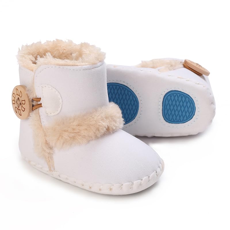Baby Winter Warm Snow Boots Newborn Baby Girls Boys Soft Sole Buttons Fleece Boots Infant Toddler First Walker Shoes