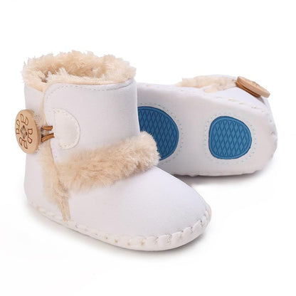 Baby Winter Warm Snow Boots Newborn Baby Girls Boys Soft Sole Buttons Fleece Boots Infant Toddler First Walker Shoes