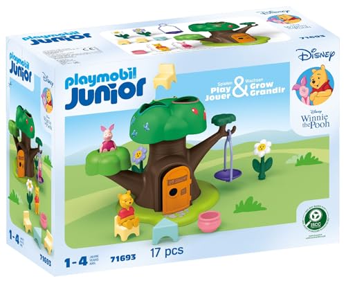 PLAYMOBIL Junior Disney Winnie the Pooh & Tiggers Bee Garden Sustainable Toy Made of Bio-Based Plastics for Children from 1 Year 71694