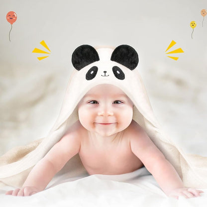 TMRBBesty Baby Bath Towels, Hooded Towel Children, Baby Towels Hood, Hooded Towel, Baby Bath Towel with Hood, Suitable for Children Aged 0-3, Panda Pattern, 80 x 80 cm