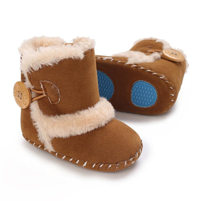 Baby Winter Warm Snow Boots Newborn Baby Girls Boys Soft Sole Buttons Fleece Boots Infant Toddler First Walker Shoes