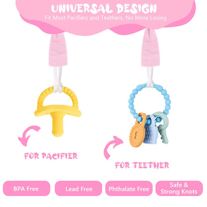 Vicloon Schnullerkette Baumwolle,3 Stück Schnullerkette Baby for Mädchen und Jungs,Baby Schnullerkette Clip Geschenk zum Baby -Bär