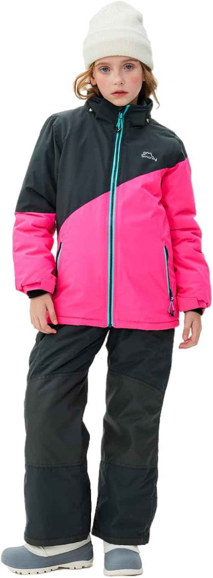 Children's Ski Suit Girls Waterproof Windproof and Warm 2-Piece with Hood 6-16 Years Outdoor Sports, Mountaineering, Skiing