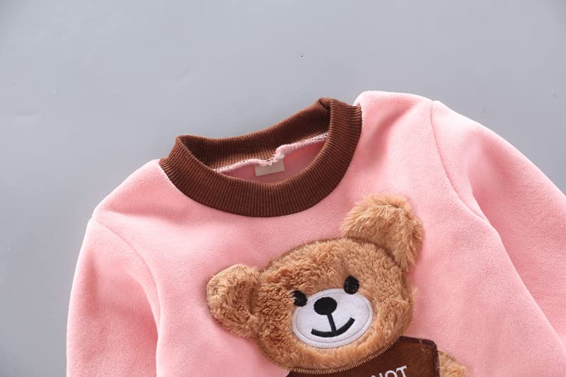 Children Warm Clothes Children Jumpsuit Vest Sleeveless Hooded Child Winter Three Pieces Clothes Child Long Sleeve Sweatshirt Pants Set Children Cartoon Bear Clothes 0-4 Years 