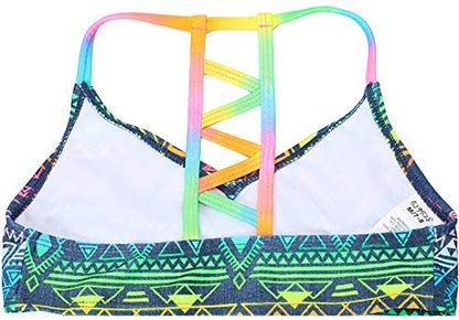 DUSISHIDAN Bikini Kinder Mädchen Zweiteiliger Bademode Süß Badeanzug Zurück überqueren Sommer Swimsuit 110-176
