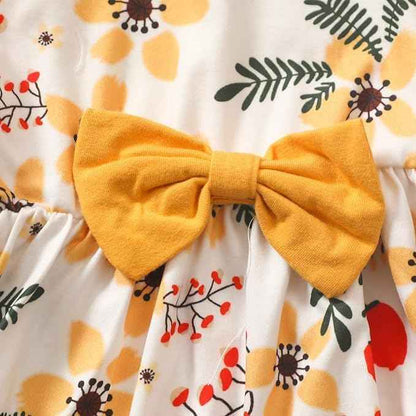 Juflam Baby Mädchen Kleidung Bow Floral Rüsche Langarm Top+ Hosen+Stirnband 3Pcs Bekleidungssets