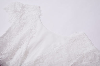 Beganly Mädchen Festtagskleider Spitze V-Rücken Kleid ärmellos Flauschig Tüll Prinzessin Partykleid Blumenmädchen Kleider
