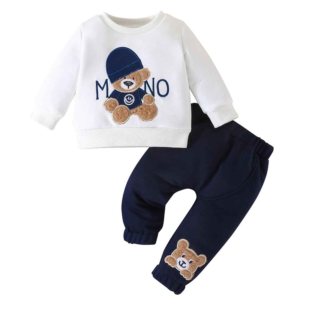 Toddler Baby Boys Outfit Colour Block Letter Print Sweatshirt Top + Plain Trousers Baby Autumn Spring 2-Piece Clothing Set