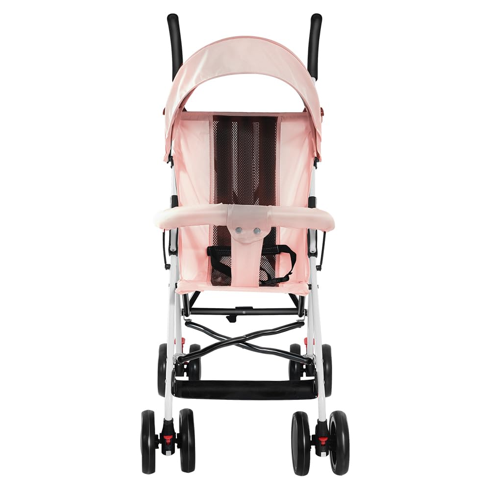 Buggy für Babys, ultraleicht, kompakt, faltbar und neigbar, von Geburt bis 25 kg, mit Trolley-System, Regenschutz inklusive, ausziehbarer Haube, C-schwarz