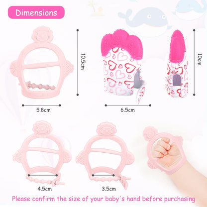 Vicloon Baby Beißhandschuhe mit Beißring Spielzeug, Weicher Beissring Baby,BPA Frei,Beruhigen Sie wundes Zahnfleisch,Handschuhe Beißring Spielzeug für 0-6 Monate Baby-Blau