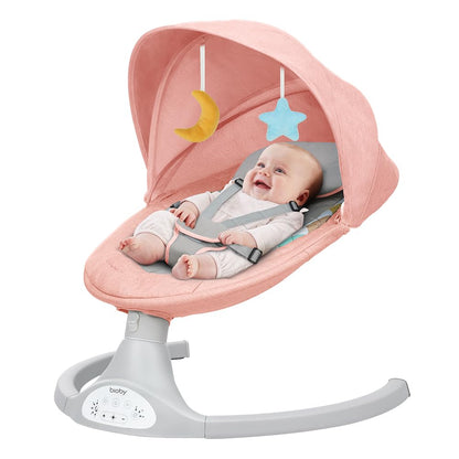 Bioby Elektrische Babywippe | Babyschaukel mit 5-Punkt-Gurt & 5 Schaukelmodi, Leicht & Sicher Wippe Baby Elektronisch mit Bluetooth-Musik & Fernbedienung, für 0-12 Monate (2-9 kg), Grau
