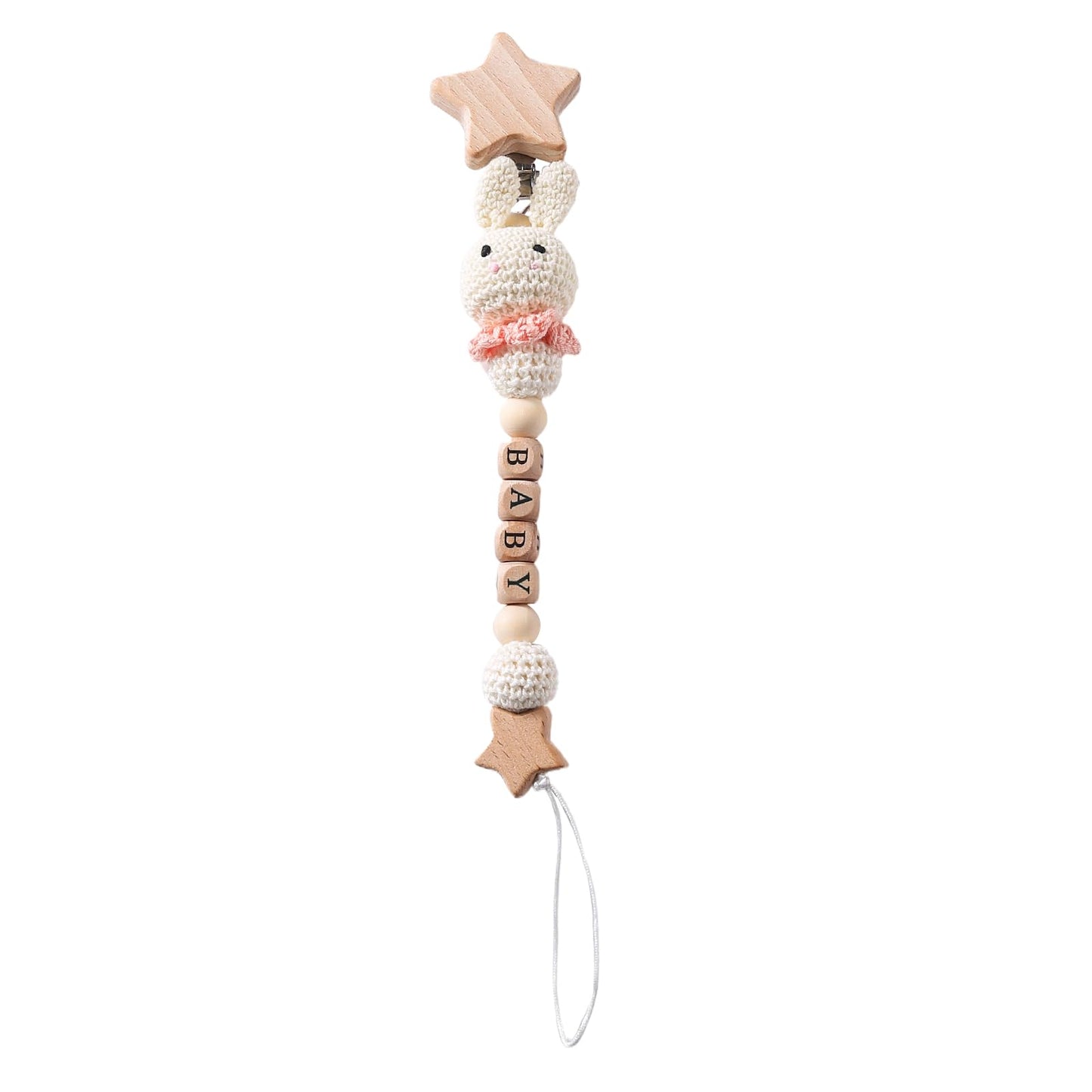 Mamimami Home Handgemachte Kaninchen Design Schnullerkette Stricken mit Häkchen,Schnullerband für Babys MäDchen und Junge