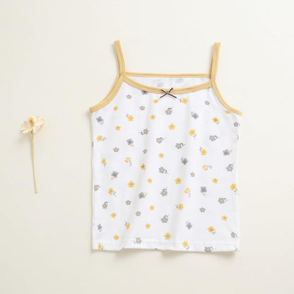 Yintry Bedruckte Unterhemden für Mädchen Baumwollunterhemd/Tanktops für 2-12 Jahre Elastische Cami-Westen 4er-Pack