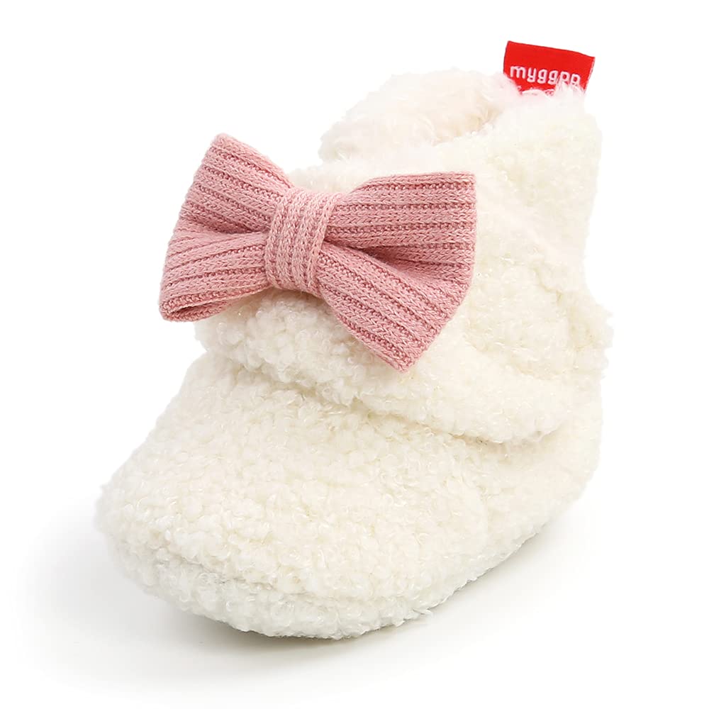 Sehfupoye Toddler Baby Boys Girls Cotton Booties Shoes Striped Soft Sole Newborn First Hiking Shoes Warm Fleece Boots 0-18M