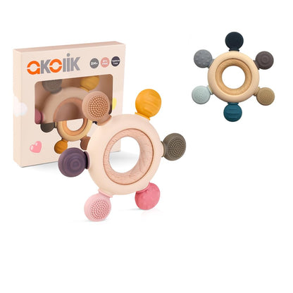 Beißring für Babys, Baby Zahnen Spielzeug aus Silikon, Ruder Greifling Beißspielzeug, BPA-frei Zahnen Nursing Zubehör für 3-6 6-12 Monate Kleinkinder, mädchen Junge Geschenk(Ruder B)