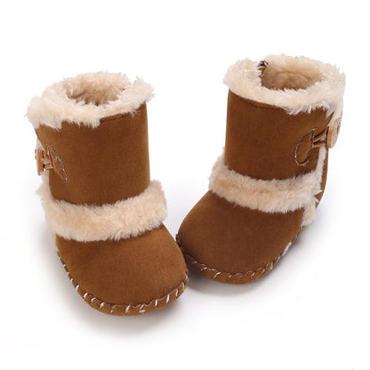Baby Winter Warm Snow Boots Newborn Baby Girls Boys Soft Sole Buttons Fleece Boots Infant Toddler First Walker Shoes