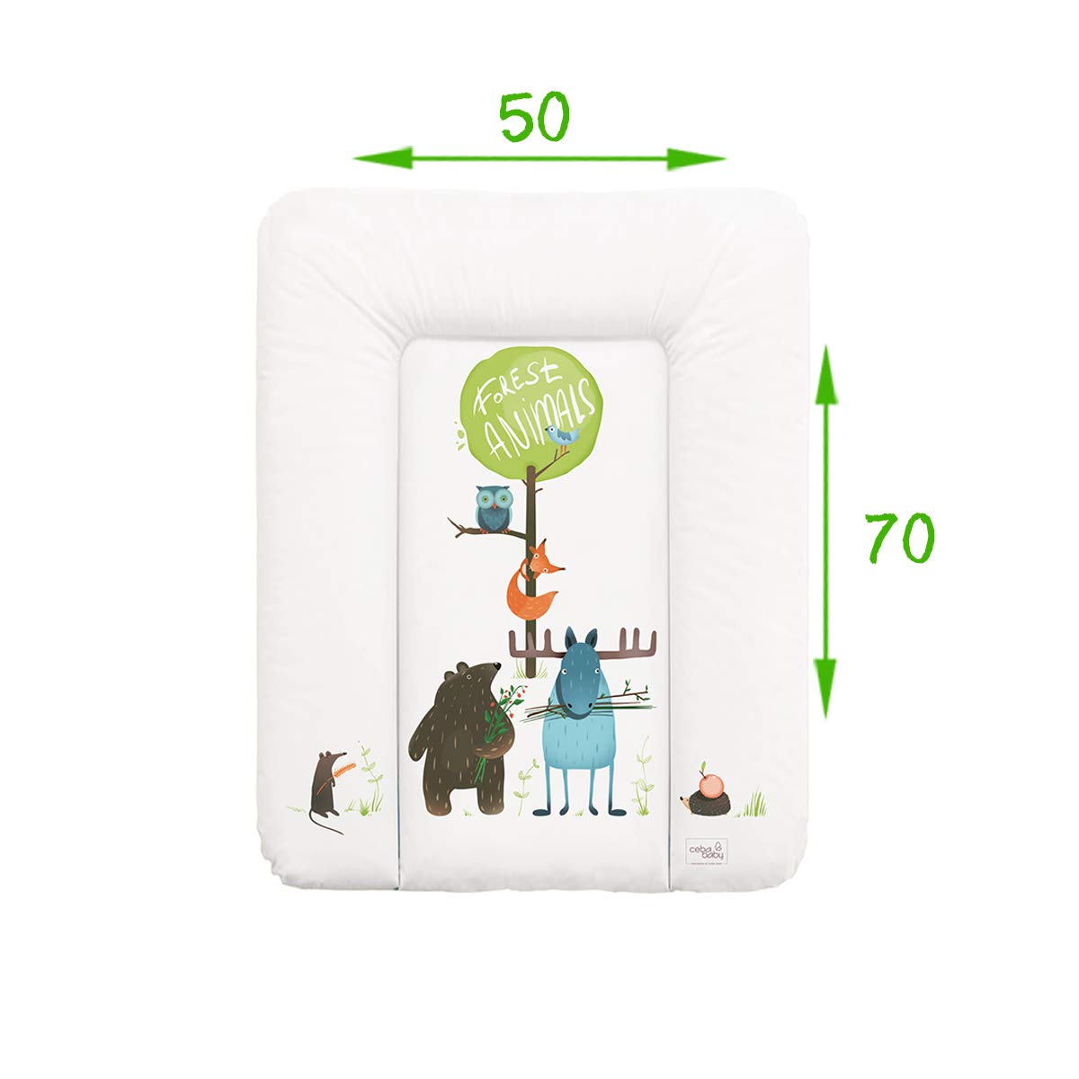 Ceba Baby® weiche Wickelauflage 50x70 cm - Baby Wickelunterlage - Wickeltischauflage für Junge und Mädchen - Wasserdicht, abwaschbar - OEKO-TEX® Standard 100 - Made in EU - Waldfreunde