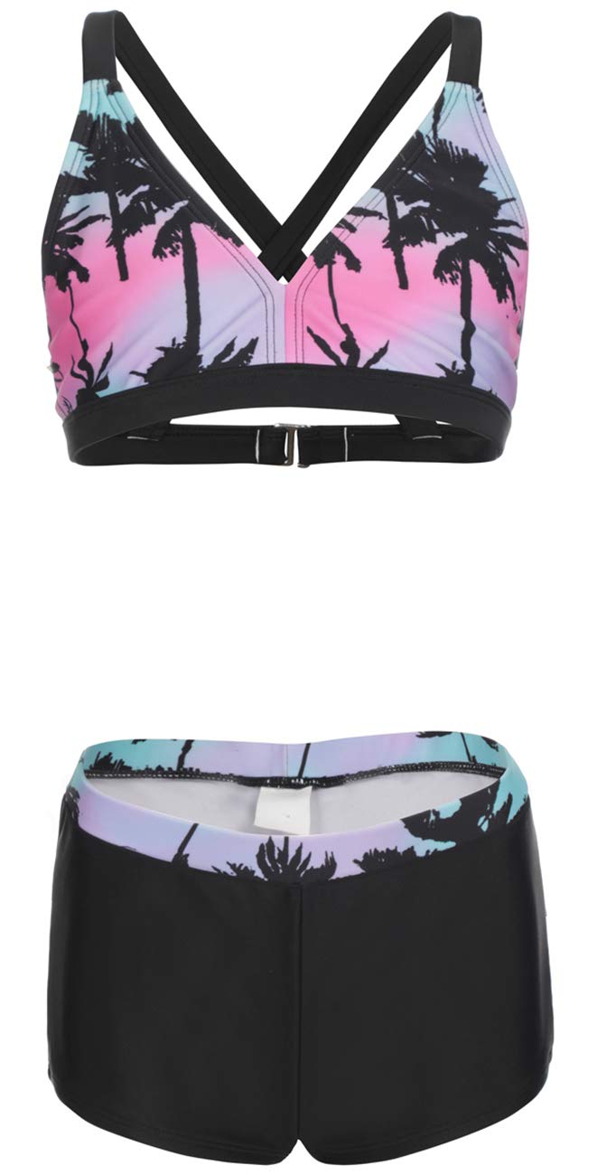 DUSISHIDAN Bikini Kinder Mädchen Zweiteiliger Bademode Süß Badeanzug Zurück überqueren Sommer Swimsuit 110-176
