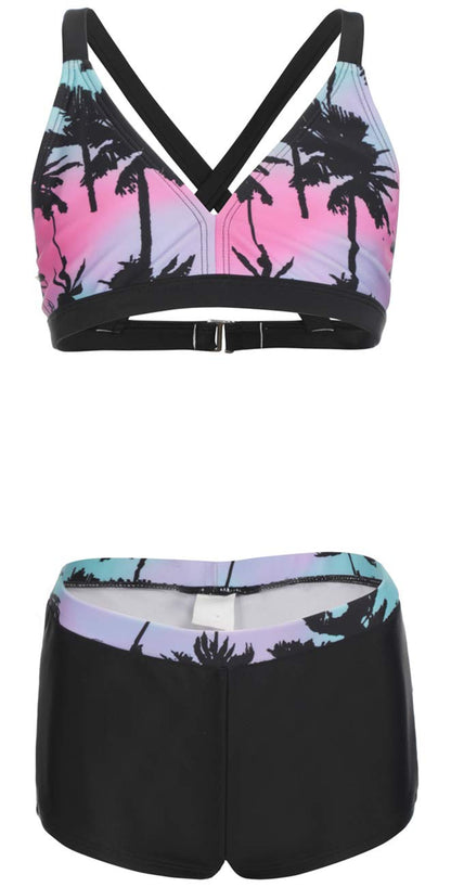 DUSISHIDAN Bikini Kinder Mädchen Zweiteiliger Bademode Süß Badeanzug Zurück überqueren Sommer Swimsuit 110-176