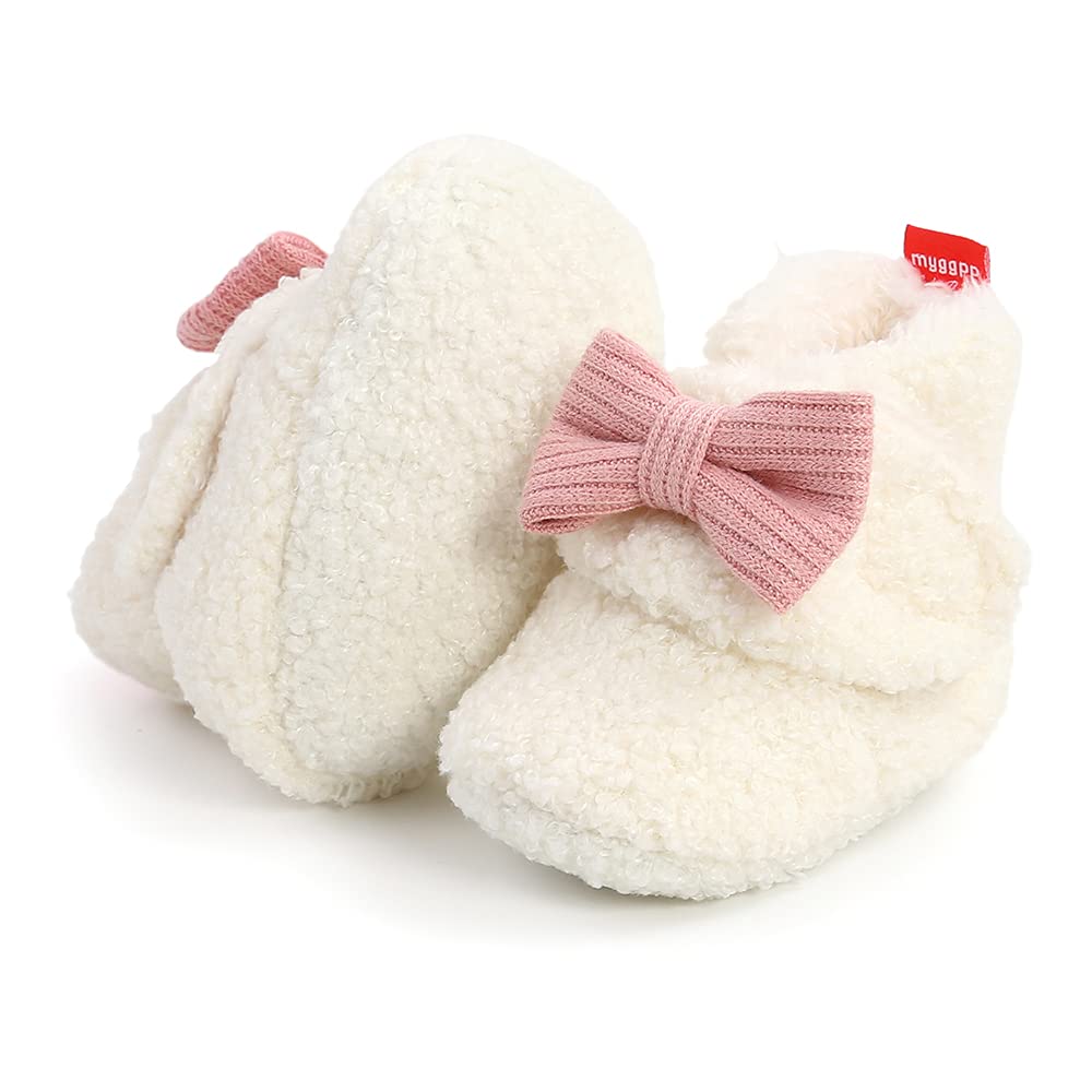 Sehfupoye Toddler Baby Boys Girls Cotton Booties Shoes Striped Soft Sole Newborn First Hiking Shoes Warm Fleece Boots 0-18M