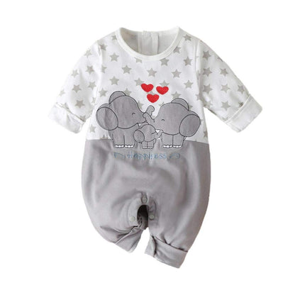 YEBIRAL Baby Mädchen Junge Langarm Strampler Neugeboren Elefanten Druckn Outfits Set Babykleidung Lustig Patchwork Spielanzug Baumwolle Strampelanzug für Frühling und Herbst Schlafanzug
