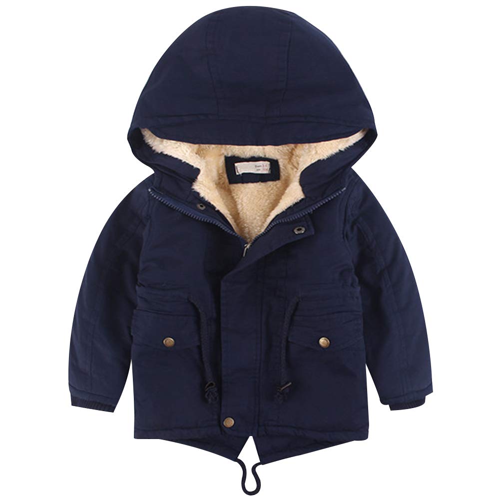 amropi Children's Boys Hooded Jacket with Fleece Lining Coat Parka Jacket Outerwear for 3-10 Years
