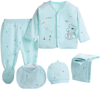 5 Stück Neugeborenen 0-3 M Jungen Mädchen Baby Baumwolle Kleidung Tops Hut Hosen Anzug Outfit Sets Eine Größe