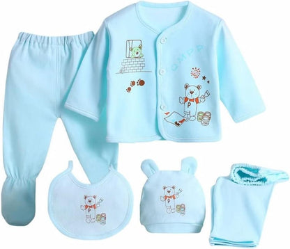 5 Stück Neugeborenen 0-3 M Jungen Mädchen Baby Baumwolle Kleidung Tops Hut Hosen Anzug Outfit Sets Eine Größe