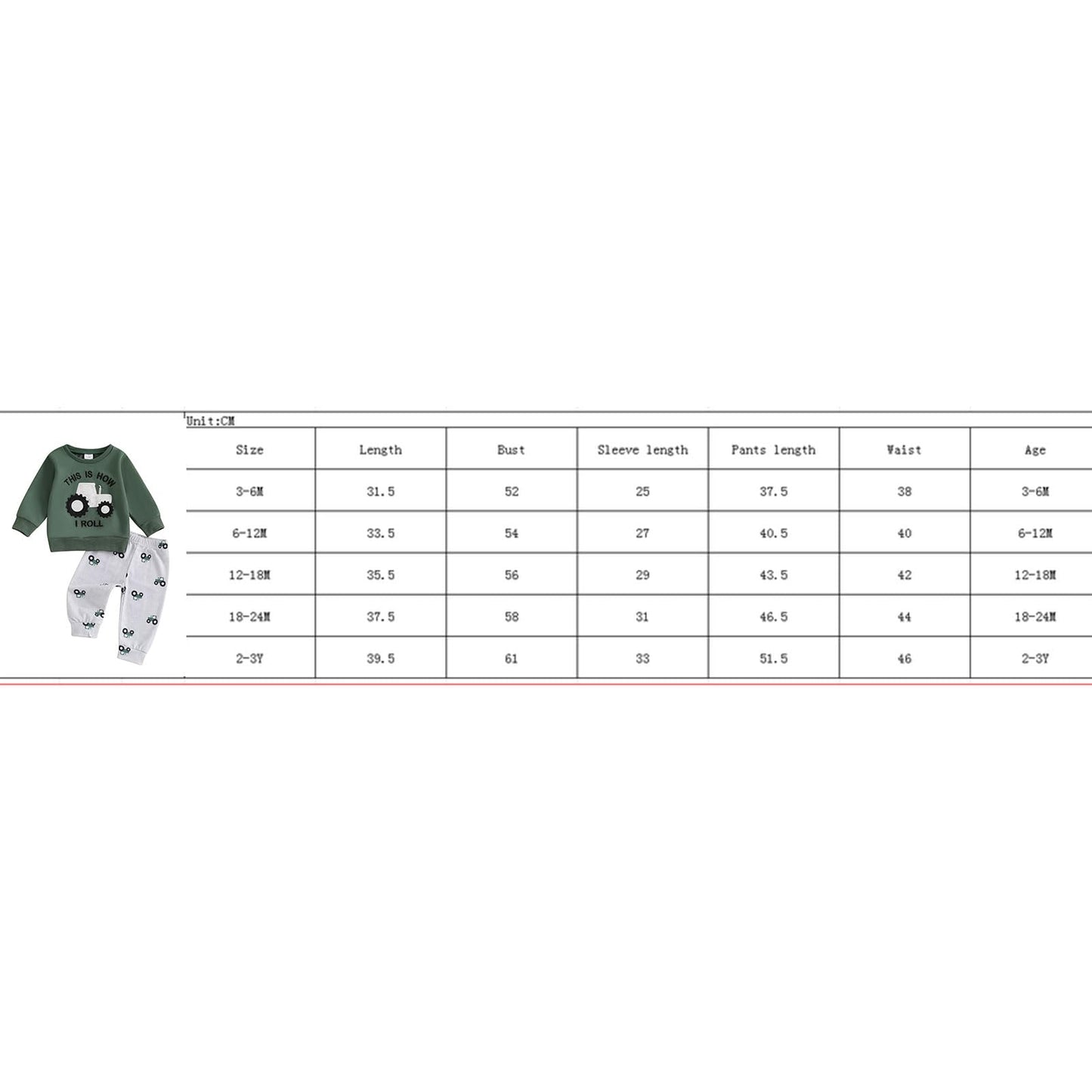 Baby Boys Soft Clothing Sets Toddler Cute Two Piece Outfit Long Sleeve Tractor Print Sweatshirt and Trousers Set Autumn Winter Jogging Suit 