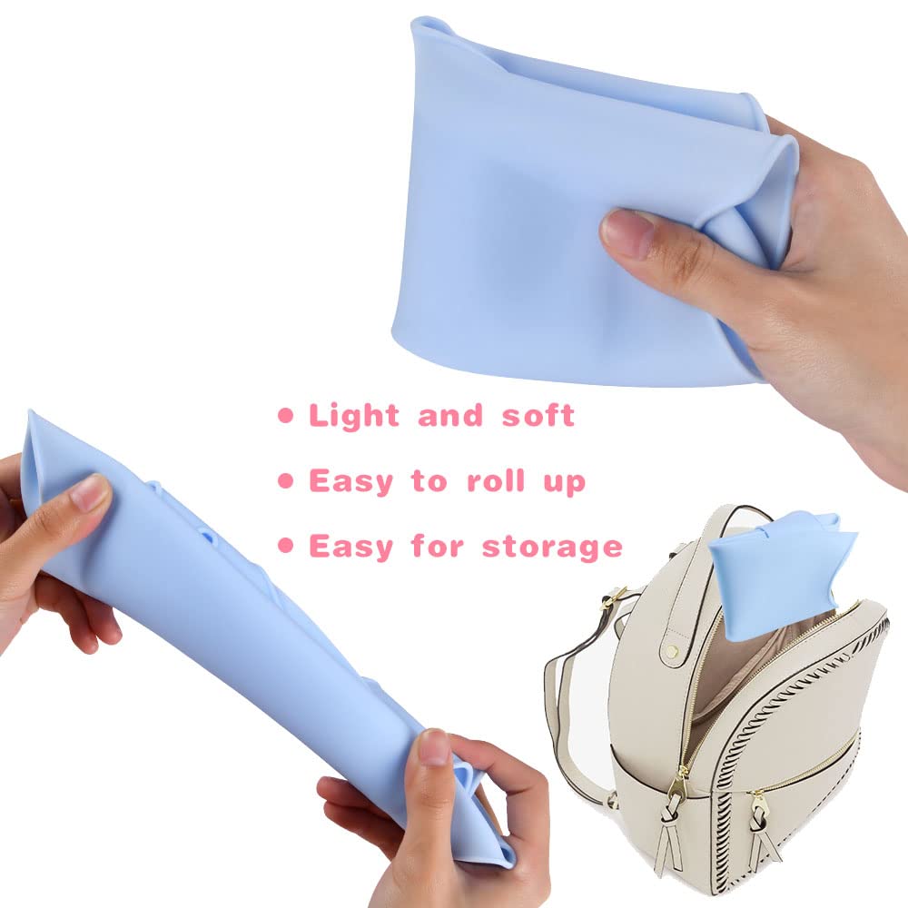 Vicloon Silikon Baby Lätzchen, 2 Stück Baby Lätzchen mit Auffangschale, BPA Frei, Einfache Reinigung, Wasserdicht Silikon-lätzchen für Jungen Mädchen, Kaninchen-Einhorn（Rosa）