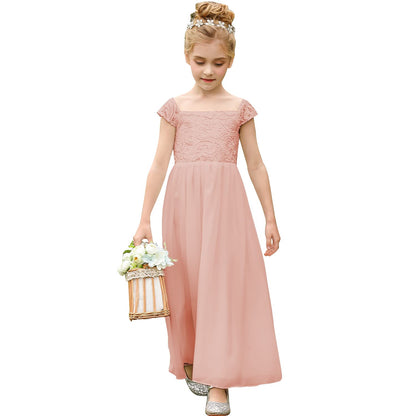 PLWEDDING Chiffon A-Line Flower Girl Dress First Communion Dresses Kids Birthday Wedding Party Dresses 