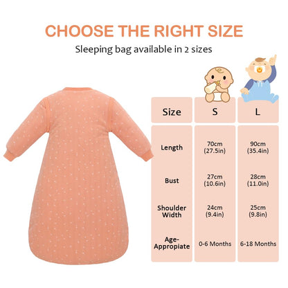 amo nenes Baby Sleeping Bag 2.5 TOG, Baby Autumn Winter Long Sleeve Sleeping Bag, 100% Cotton, Removable Sleeves, Length 72 cm, 0-6 Months (Blue)