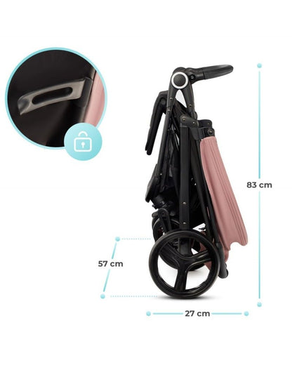 Kinderkraft GRANDE PLUS Kinderkraft Buggy von Geburt bis 22 kg, Zusammenklappen mit einer Hand, Liegeposition, großes Verdeck mit Fenster, alle 4 Räder gedämpft, geräumige Sitz, Grau - Meloni2