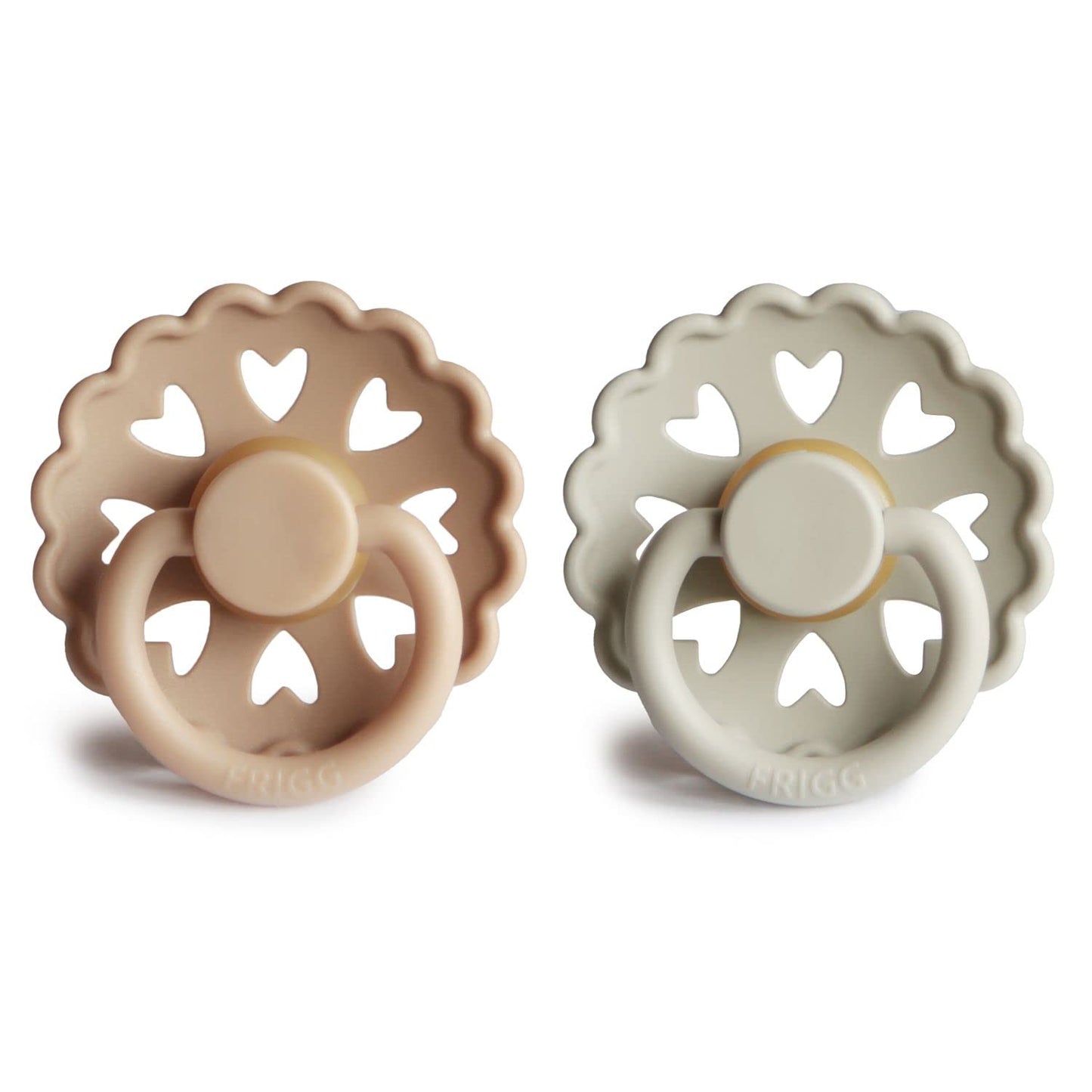 FRIGG Fairytale Schnuller 2 Packung | Latex Schnuller | BPA-Frei | Hergestellt in Dänemark | Symmetrischer Sauger in Kirschform (Twilight Mauve/Primrose, Größe 1 (0-6 Monate))