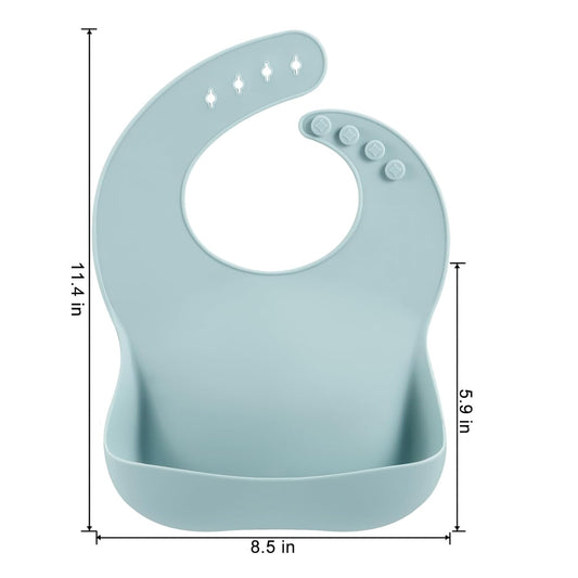 PandaEar 3-Pack Silicone Baby Bibs for Boys and Girls | Waterproof Bib with Catcher | Adjustable Washable Baby Bib Silicone Bib with Large Pocket for Catching Food 