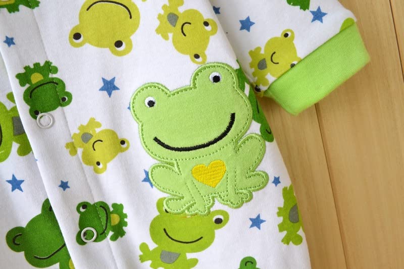 KIDDLETOWN Baby Pyjamas Newborn Baby Girls 0-3 Months Organic Cotton Long Sleeve Popper Frog Cartoon