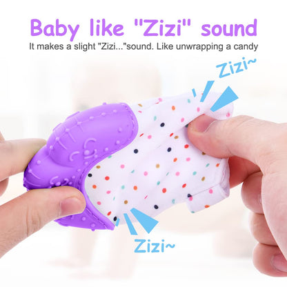 Vicloon Baby Beißhandschuhe mit Beißring Spielzeug, Weicher Beissring Baby,BPA Frei,Beruhigen Sie wundes Zahnfleisch,Handschuhe Beißring Spielzeug für 0-6 Monate Baby-Blau