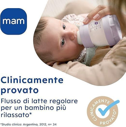 MAM Easy Start Anti-Colic Set | Babyflaschen-Set für Neugeborene | 94% Akzeptanz | 80 % weniger Koliken | 8 Flaschen (130, 160, 260ml), 1 Start Schnuller, 1 Griff, 1 Trinkschnabel | 0+ Mon | beige