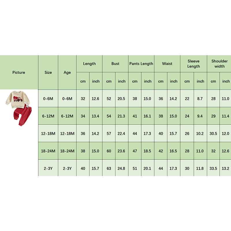 Xeadoffubio Baby Boys' Spring Outfit, Tractor/Car Print Tracksuits, Long Sleeve Car Print Sweatshirts + Elastic Drawstring Trousers, 2-Piece Sports Clothing Set, Soft Tractor Outfits