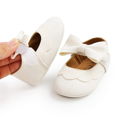 MASOCIO Babyschuhe für Mädchen mit Schleife – Rutschfeste Party Ballet Flats für Kleinkinder