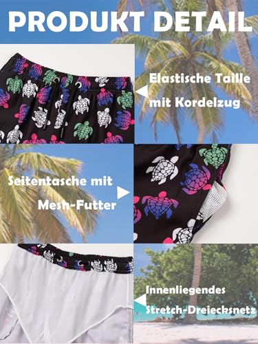 CALBOUNT Boys' Swimming Shorts Printed Quick Dry Swim Shorts with Inner Shorts 