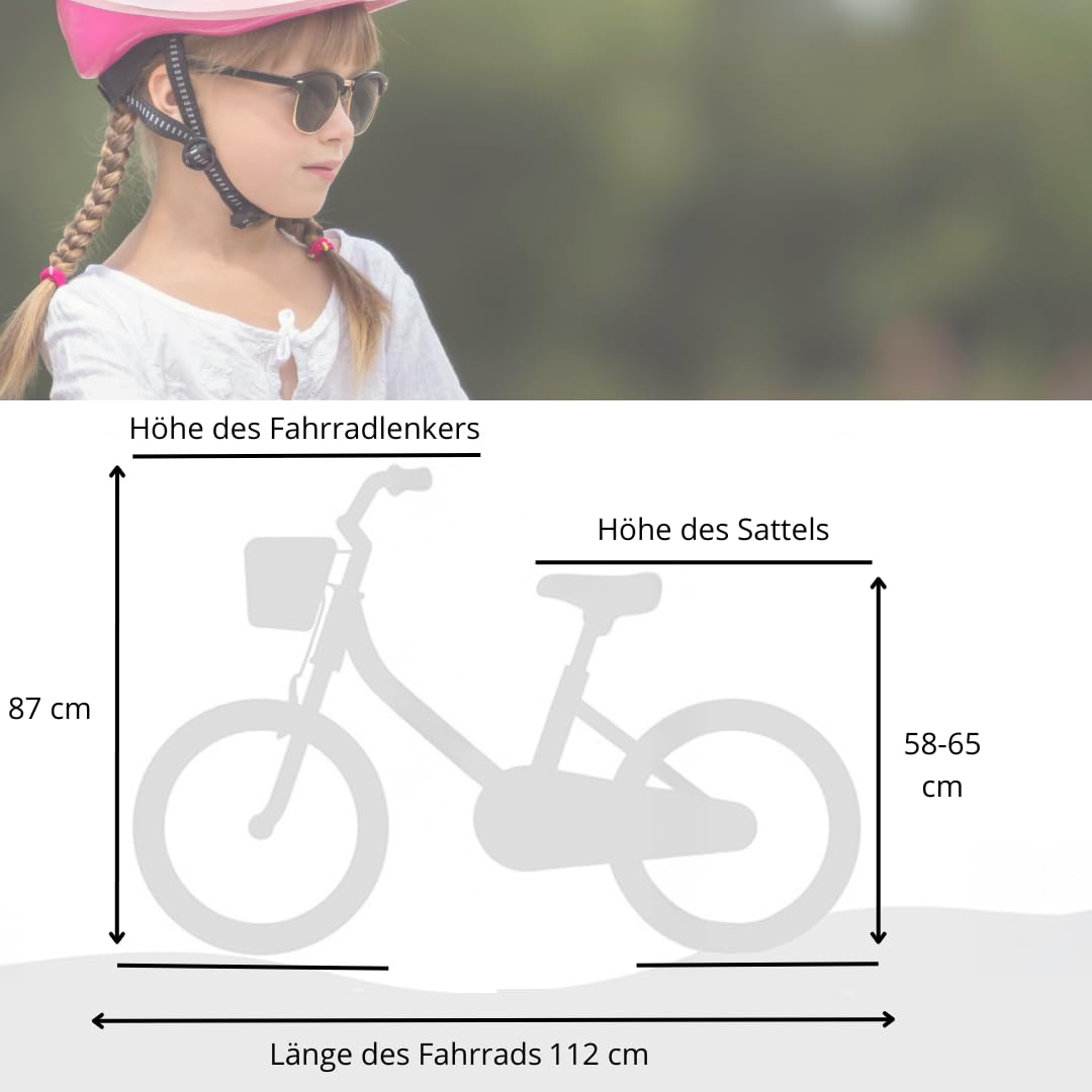 MIRAVO Kinderfahrrad Fahrrad Kinder Ab 2 Bis 8 Jahre Mit Stützrädern Schubstange V-Brake Bremsen Rückstrahl Aufkleber 12 16 20 Zoll Radgröße Korb Für Mädchen Misty - Meloni2