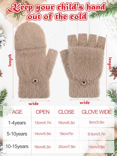 Geyoga 3er Pack Fingerlose Handschuhe mit Klappe Damen Winter Halbfinger Fäustlinge Handschuhe für Kinder