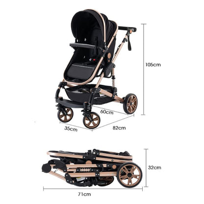 YAZOCO Kinderwagen 3 in 1 Buggy Babybett Komplett Set mit einem Klick Zusammenklappbarer Kinderwagen, KombiKinderwagen Aluminiumrahmen für Neugeborene Sitzzubehör