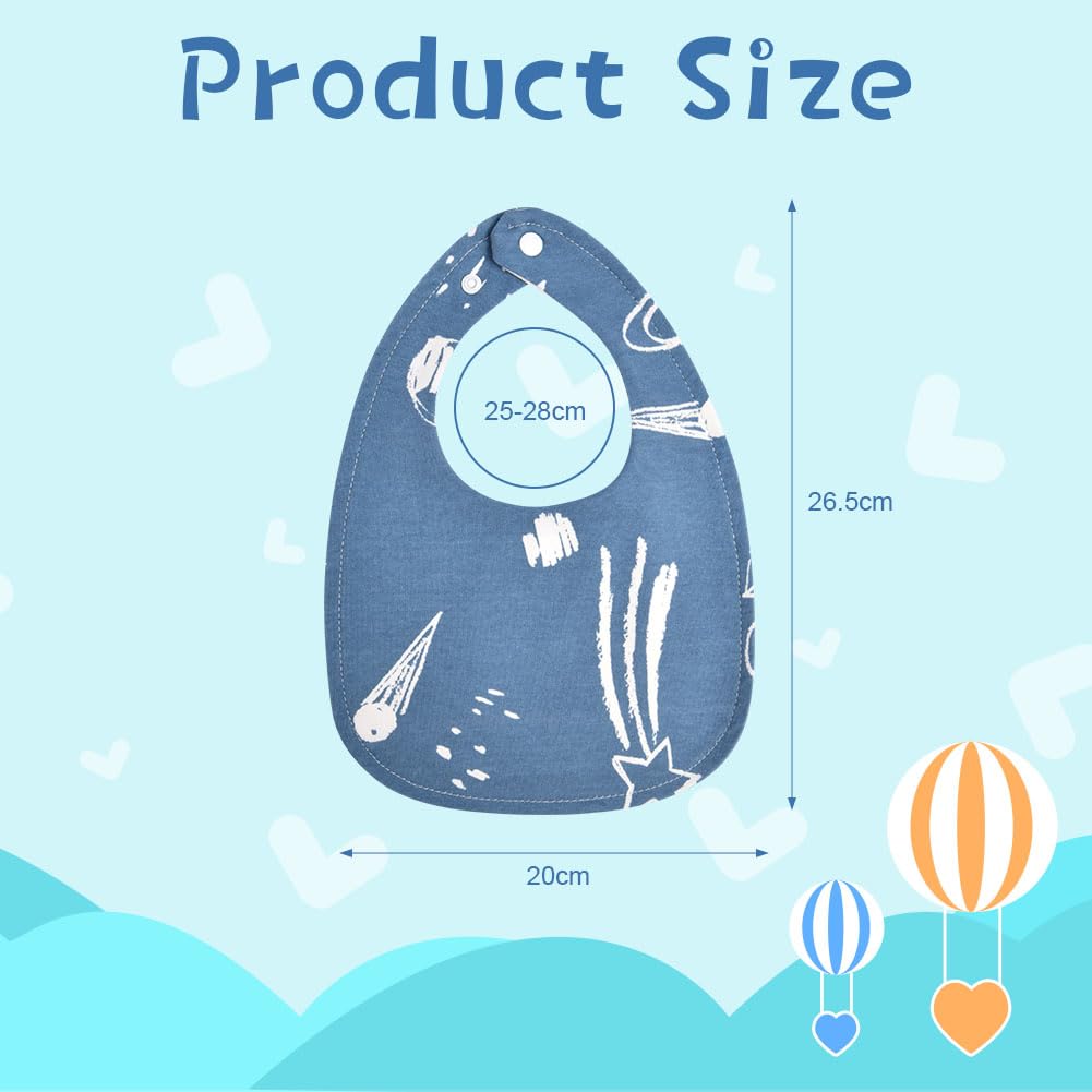Vicloon Baby Bibs, 8 Pack Soft Absorbent and Waterproof Bibs Dribble Bibs Burp Cloths Baby with Snap Fastener for Baby Boys and Girls Toddlers 