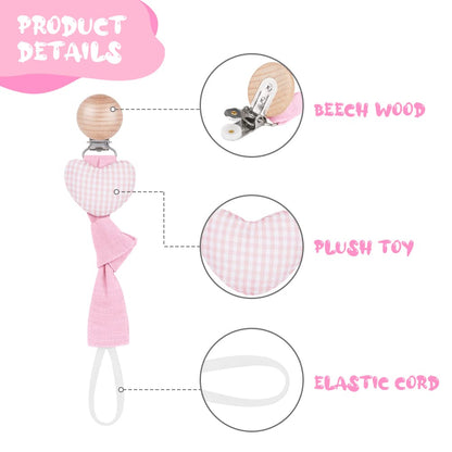 Vicloon Schnullerkette Baumwolle,3 Stück Schnullerkette Baby for Mädchen und Jungs,Baby Schnullerkette Clip Geschenk zum Baby -Bär