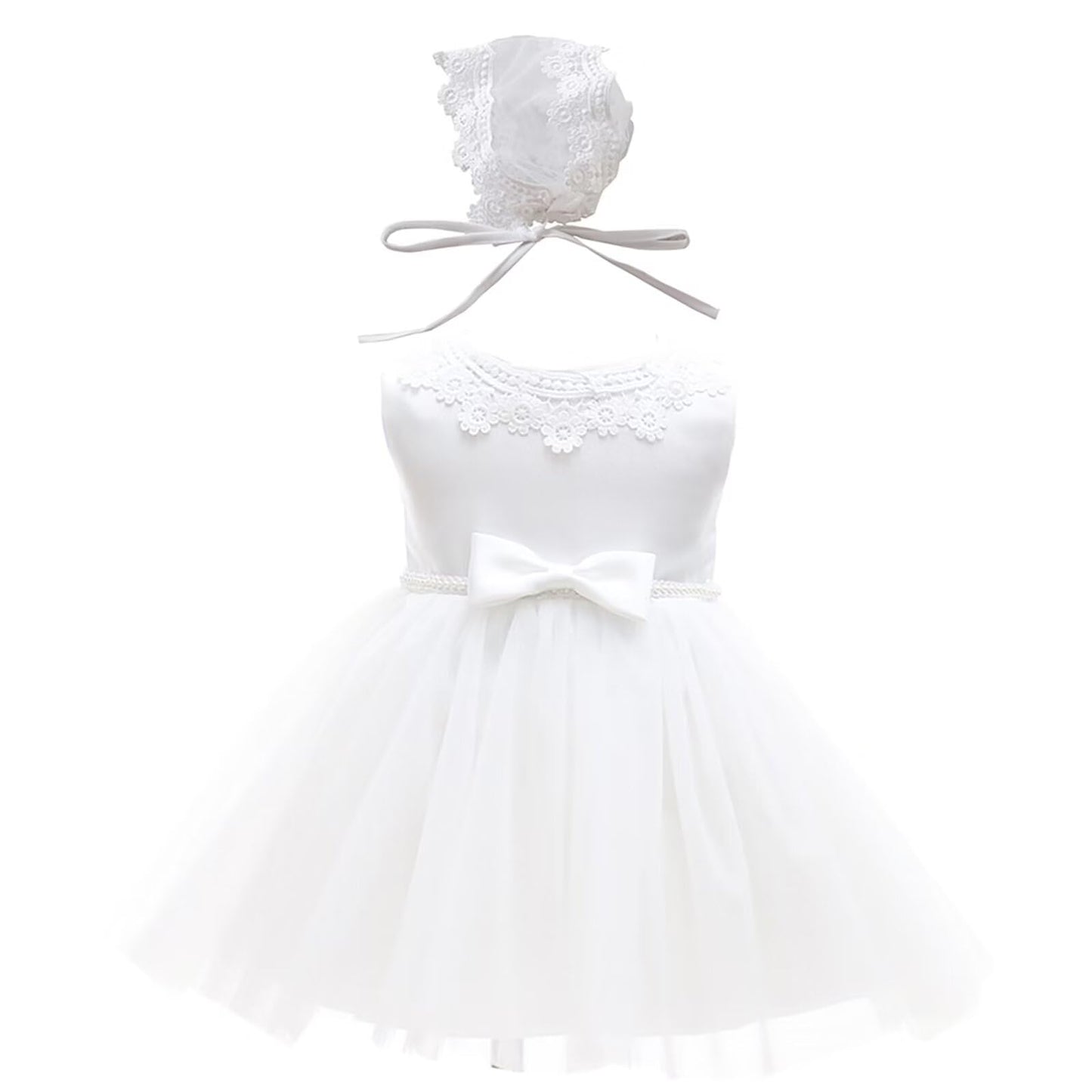 Baby Mädchen Weiße Taufe Kleid mit Kapuze Neugeborene Taufe Kleid Spitze Kleid für Hochzeit Geburtstag